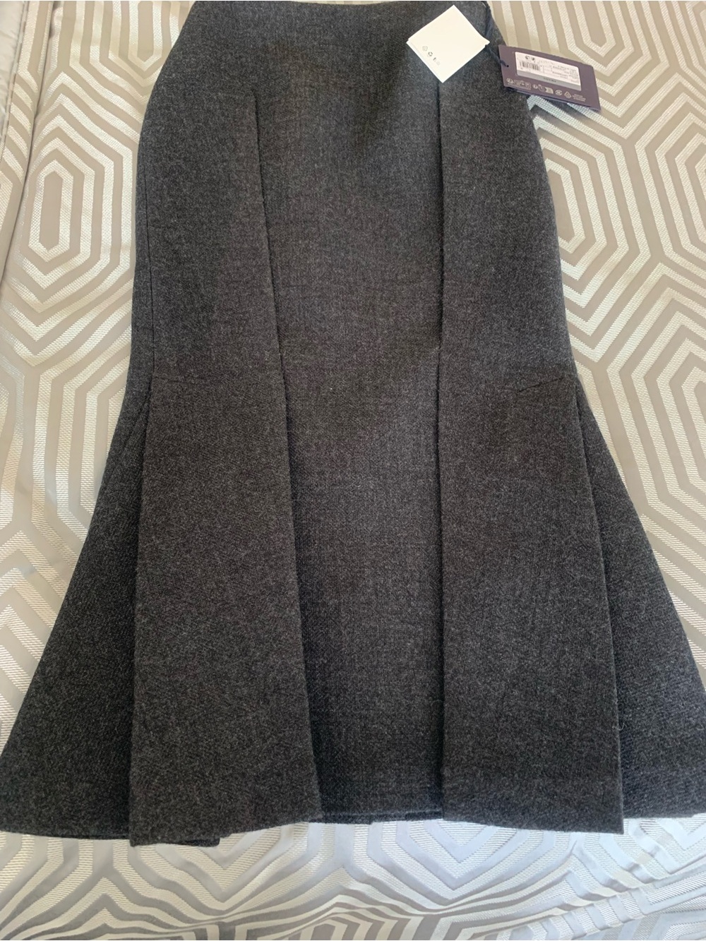 Prada Charcoal Gray A-Line Flared Panel Skirt - Picture 4 of 5